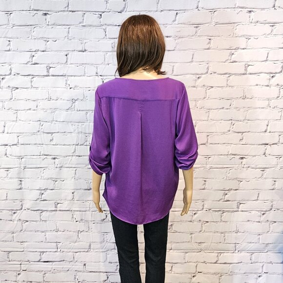 ZARA basics , Stunning royal purple satin crewneck blouse - Picture 10 of 11
